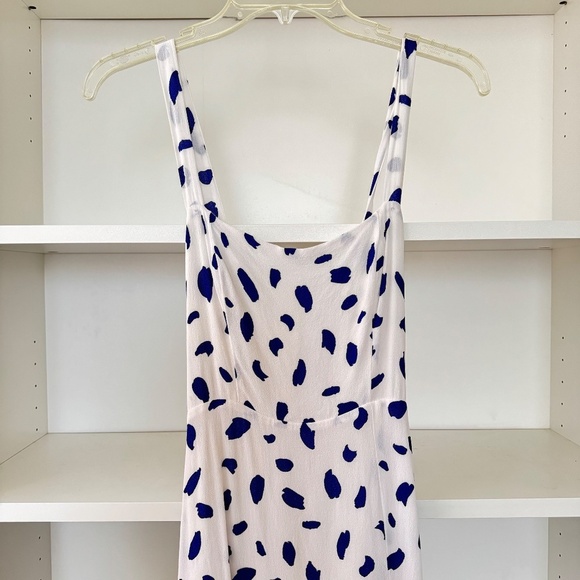 REFORMATION Blue White Ink Blot Slit Midi Dress - Picture 2 of 5